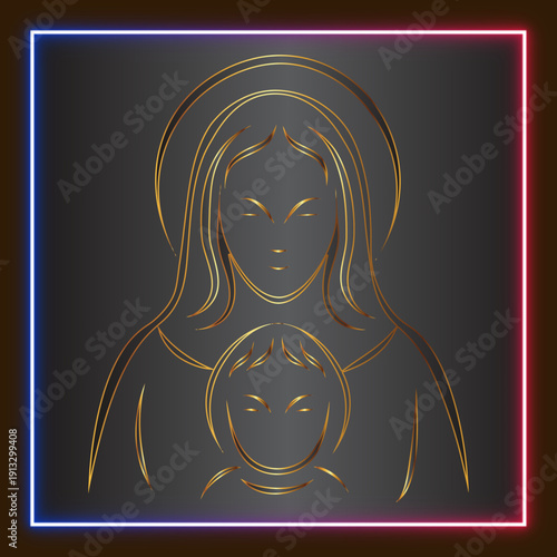 Wallpaper Mural Mother and Child Glowing Sign Torontodigital.ca