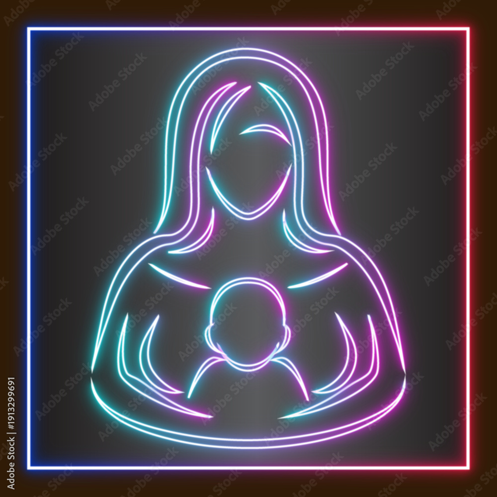 custom made wallpaper toronto digitalNeon Motherhood Icon Glowing Breastfeeding Symbol Family Care Illustration Vector Art