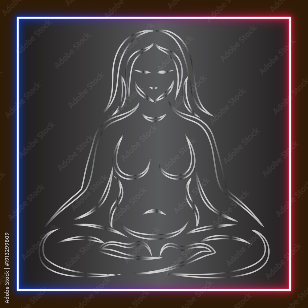 custom made wallpaper toronto digitalNeon Woman Silhouette Lotus Position Glowing Line Art Vector Illustration Design