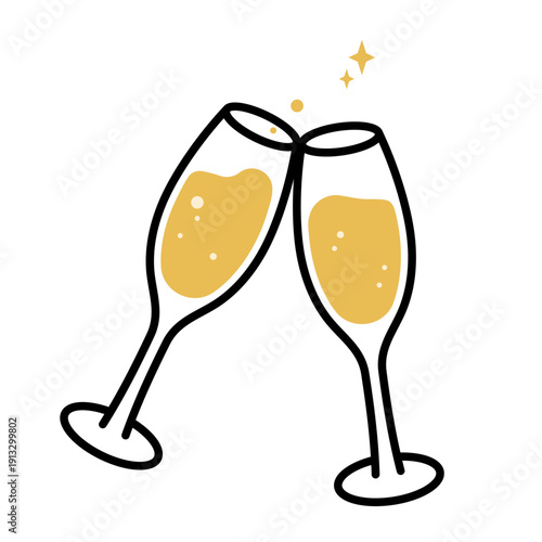 乾杯するシャンパングラスイラスト