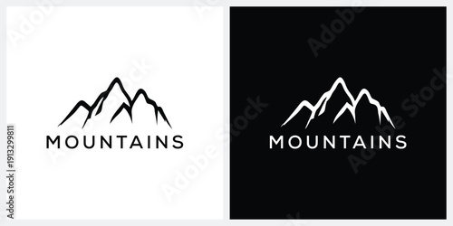 Mountain Summit Peak Hill Rock with Adventure Outdoor logo design