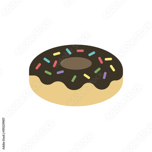 チョコレートドーナツのポップフラットアイコン