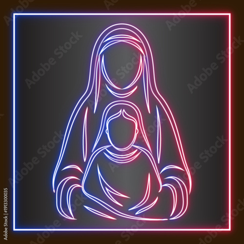 Wallpaper Mural Neon Mom and Baby Sign Torontodigital.ca