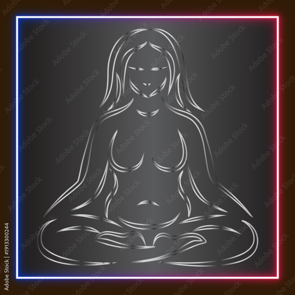 custom made wallpaper toronto digitalNeon Woman Silhouette Lotus Position Glowing Line Art Vector Illustration Design