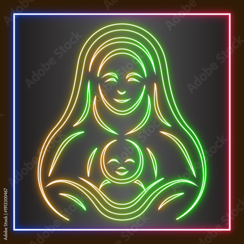 Wallpaper Mural Neon Mom and Baby Sign Torontodigital.ca