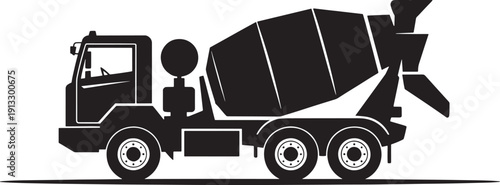 Black silhouette of a cement truck vehicle construction