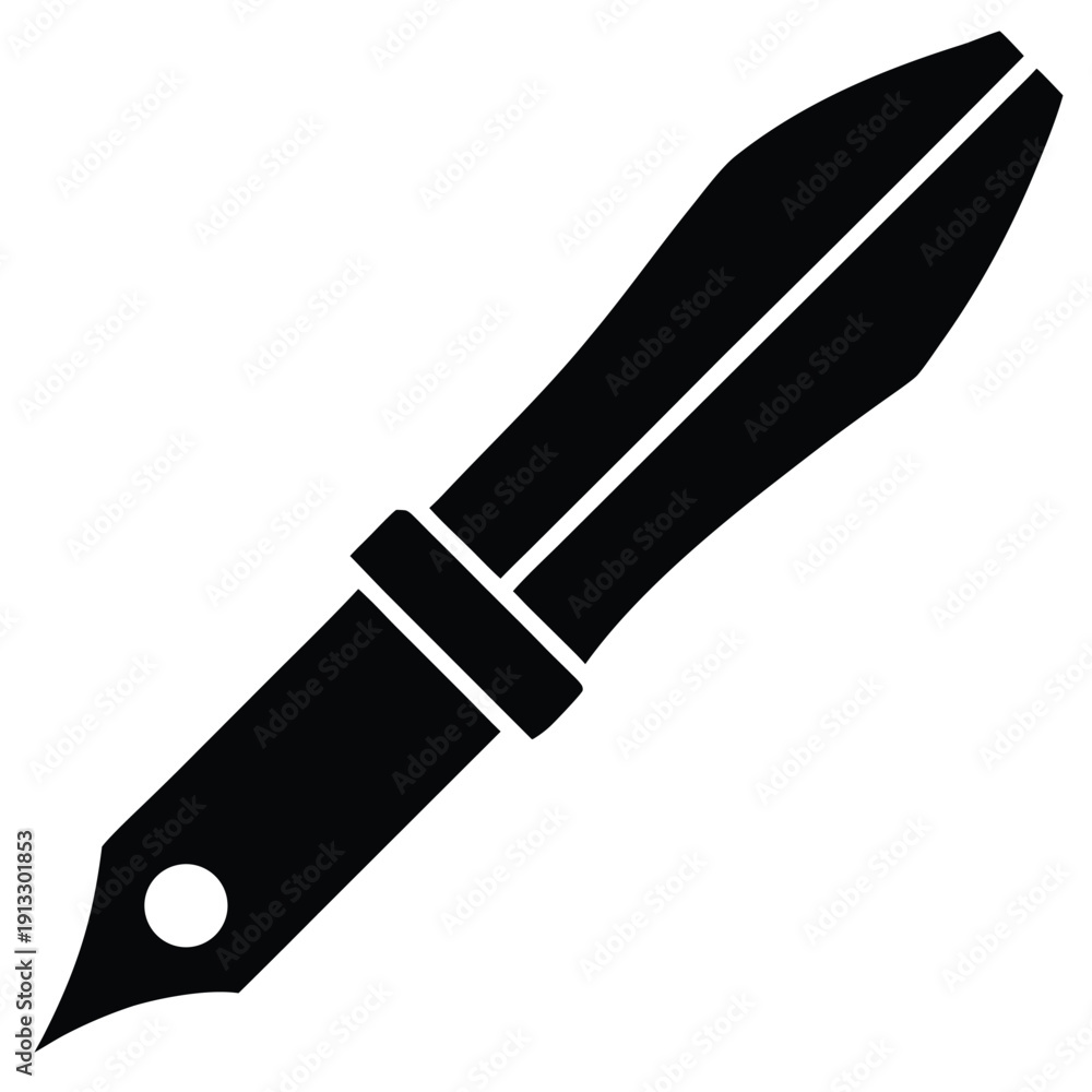 Obraz premium Fountain pen icon on white background with silhouette style drawing
