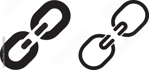 Broken link icon silhouette with premium uniform outline.