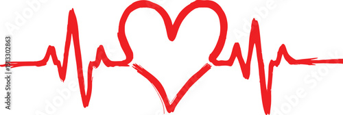 Vector heart rate ecg isolated on transparent background