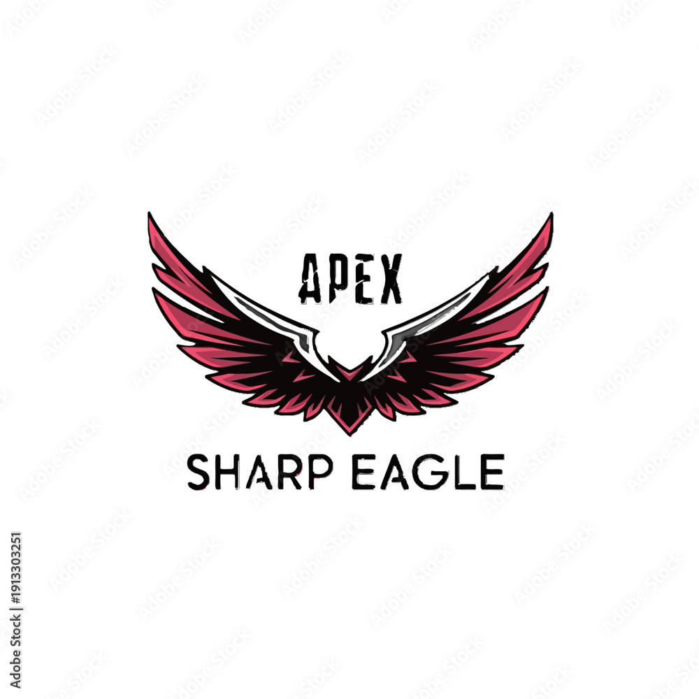 Fototapeta premium Sharp Red and Black Eagle with Spreading Wings and 