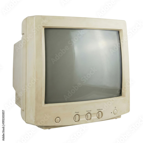 Fotografie Old vintage beige CRT computer monitor
