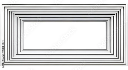 Abstract rectangular frame composition with multiple nested borders creating depth and perspective isolated on transparent background