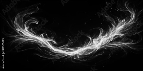 Abstract red and blue smoke waves create a flowing motion of fire and light in a fractal swirl pattern against a black backdrop for an artistic energy flow design