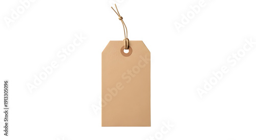 Photos Blank brown cardboard gift tag with string loop isolated on transparent backgrou