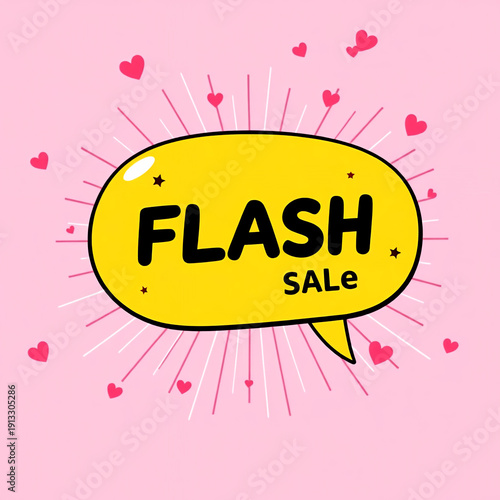 Flash Sale Text With Heart Accents Background