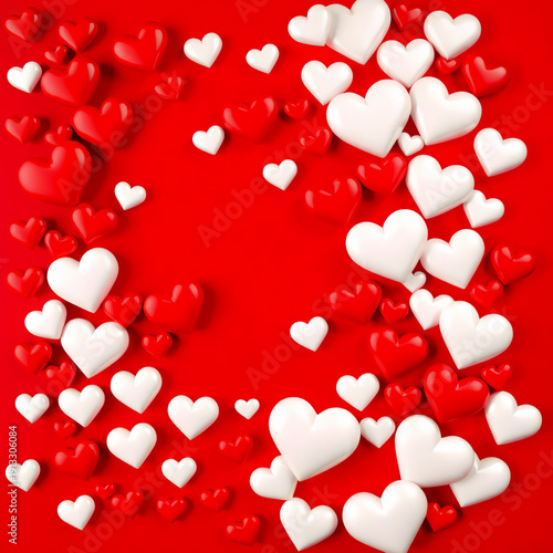 Scattered Red And White Hearts On Red Background

