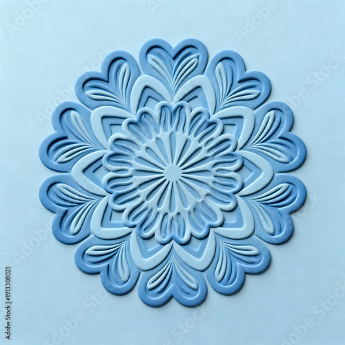 Intricate Blue Floral Pattern With Layered Design

