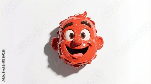 Cartoon character face with happy expression in vibrant colors  