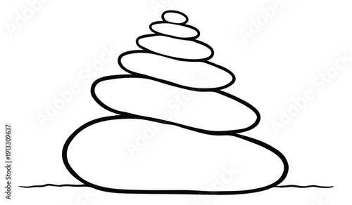 A stack of stones in a simple line drawing style