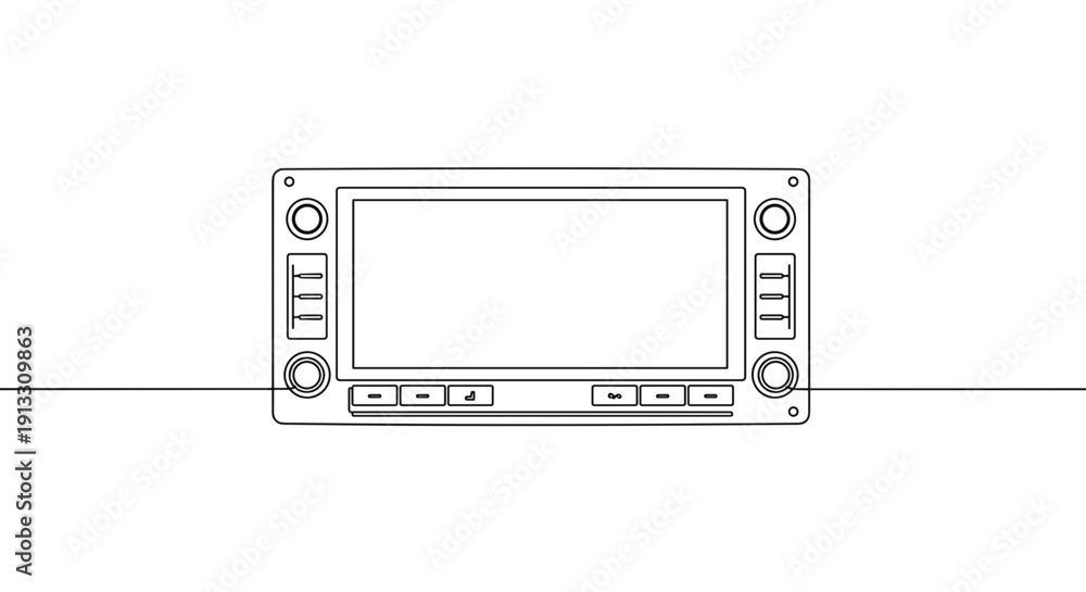Fototapeta premium Line drawing of a digital display device with control buttons on a transparent background