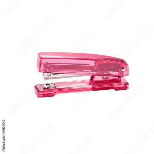 Bright Pink Stapler on White Surface for Office Supplies and Organization Tasks