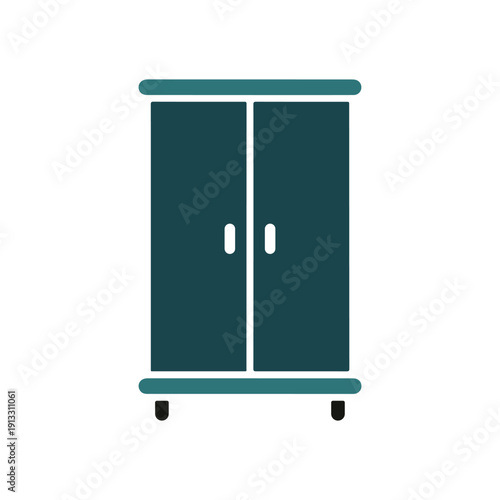 Minimalist Wardrobe Icon – Modern Closet Cabinet Furniture Symbol for Interior Design and Home Storage.