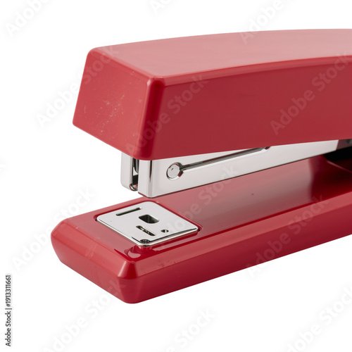 Bright Pink Stapler on a White Background With Open Mechanism