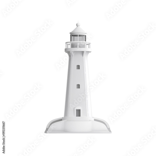 Lighthouse Stands Tall on a Coast Surrounded by Calm Waters on a Bright Sunny...