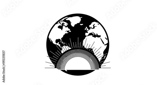 Abstract 3d illustration of a black and white easter egg globe representing a global environment concept for business and travel