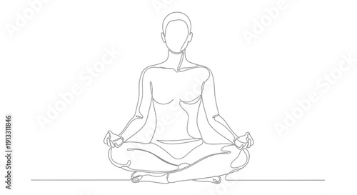 Vector illustration of a woman in a lotus pose silhouette practicing yoga and zen meditation for health and relaxation