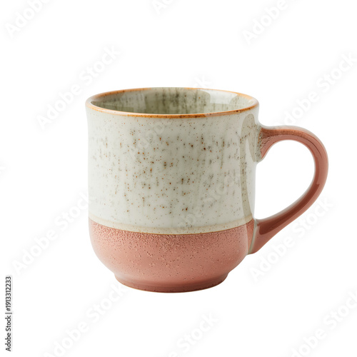 Ceramic Mug With a Pink Bottom and Speckled Top on a White Background