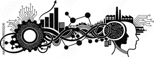 Human intelligence and artificial intelligence collaborate for business success and growth strategy development