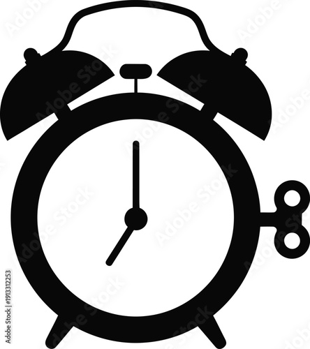 Vintage Desk Alarm Clock Silhouette Vector Graphic Element