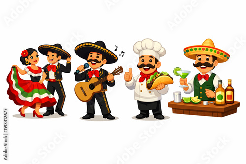 Cinco de Mayo Celebration Character Icon Set