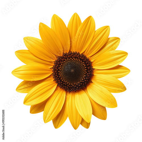 Bright Sunflower With Petals Arranged in a Circular Pattern Sitting Against a...