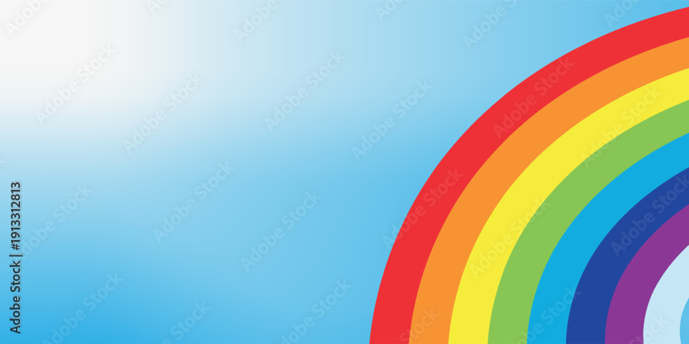 Fototapeta premium Rainbow lines colorful background, Illustration, EPS 10. Graphic design, template, banner, poster vector. Cloudy sky