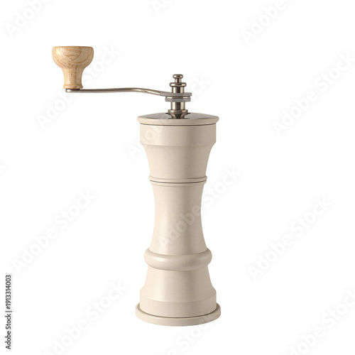 Wooden Coffee Grinder on a Kitchen Table Ready for Morning Preparation