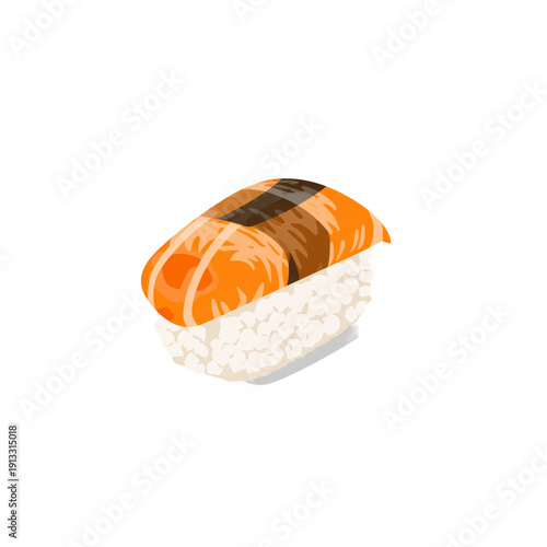Creative Sushi Roll With Orange Topping and Rice in a Simple Design