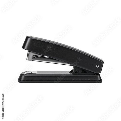 Office Equipment Shown With a Black Stapler on a White Background in a Simple...