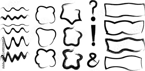 Grunge hand drawn brushes set