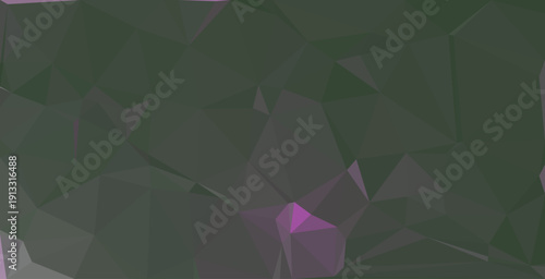 An abstract geometric pattern with fractured shapes and purple accents in a dark green environment viewed from a straight-on perspective n4.eps