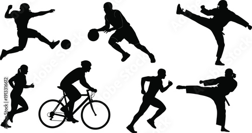 Silhouette of various sports activities