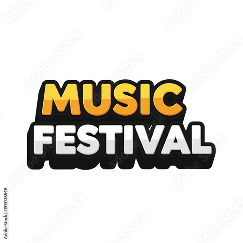 Vibrant music festival typography illustration featuring stylized text with bold fonts and dynamic composition