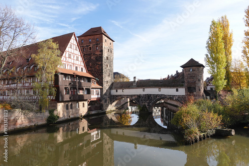 Henkerturm And Wasserturm In Nuremberg, Germany In Autumn. 