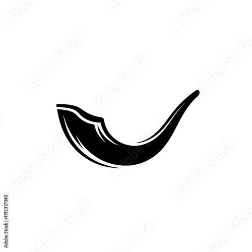 Shofar or ram’s horn, symbol of High Holidays of Rosh Hashanah and Yom Kippur, month of Elul. Musical horn for Jewish ritual purposes