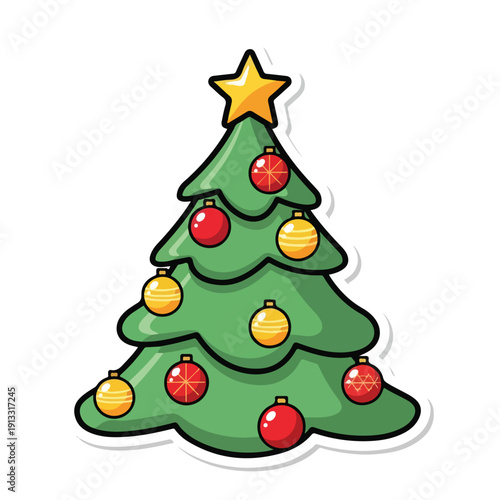 Wallpaper Mural Decorated Christmas Tree with Ornaments and Star on Top in a Festive Holiday Scene Torontodigital.ca