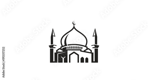 Mosque silhouette creative vector illustration. Symbol and house of prayer in islamic world. Religious holidays and celebration of Ramdan and Eid al-Adha, traveling and sights
