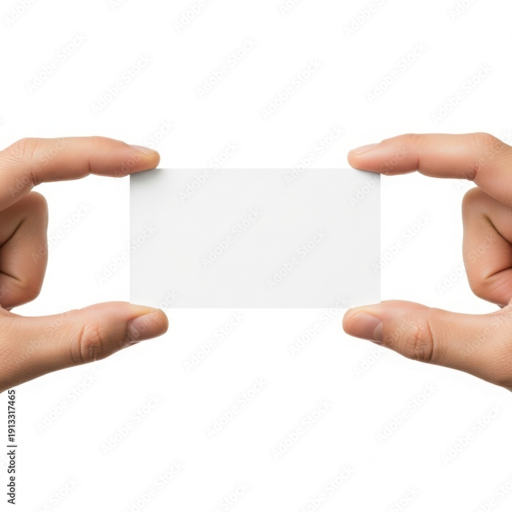 Obraz premium Two hands holding a transparent rectangular object between them against a plain background