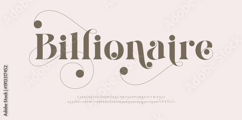 Billionaire Luxury alphabet letters font. Typography elegant wedding classic lettering serif fonts decorative vintage retro. vector illustration