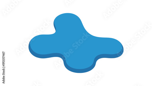 A blue irregularly shaped bloblike graphic with a dark drop shadow